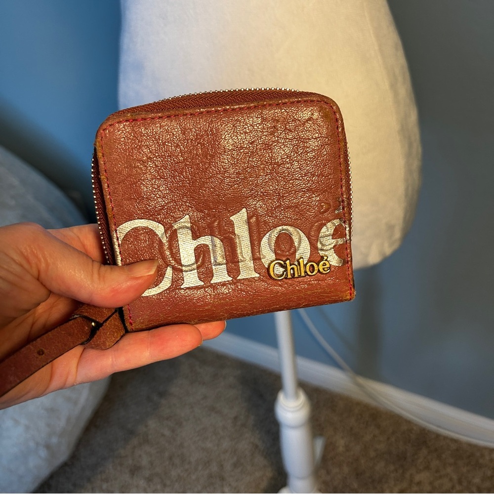 CHLOÉ Eclipse Small Zip Wallet Pink with Silver Logo